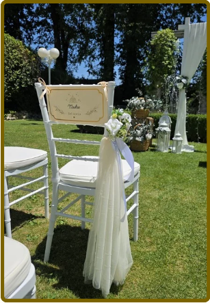 Decoración de eventos en Madrid - Silla de boda decorada
